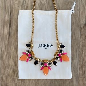 J. Crew Statement Necklace, Pink, Navy & Gold Gems